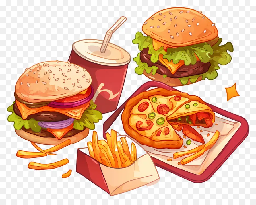 Día Nacional De La Comida Rápida，Hamburguesa Y Papas Fritas PNG