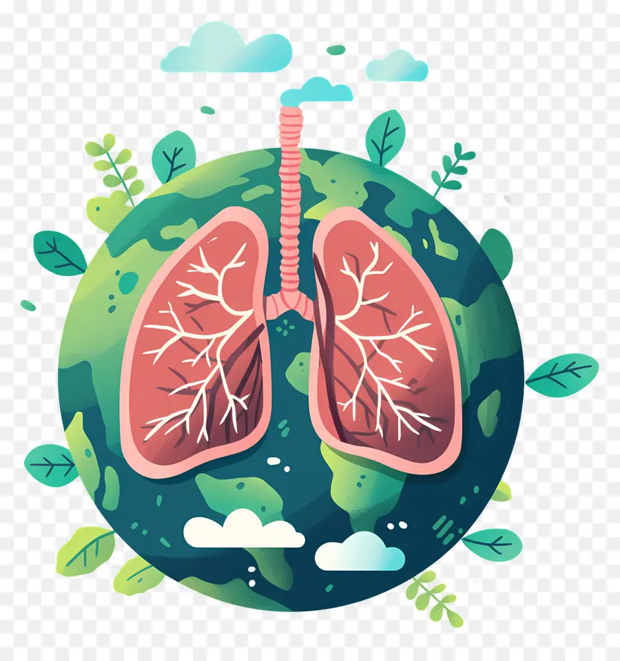 Día Mundial De La Neumonía，Tierra Con Pulmones PNG