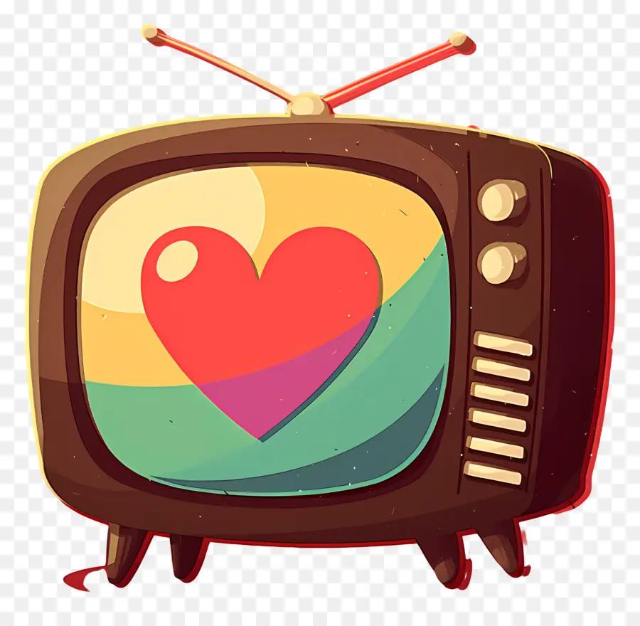 Día Mundial De La Televisión，Tv Retro Y Corazón PNG