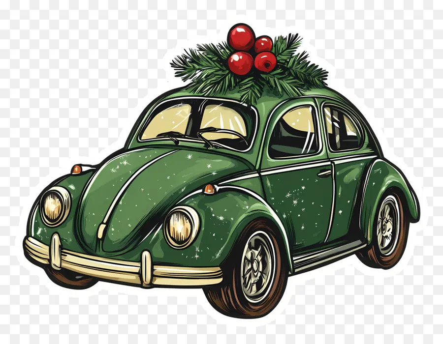 Carro De Navidad，Coche Verde PNG