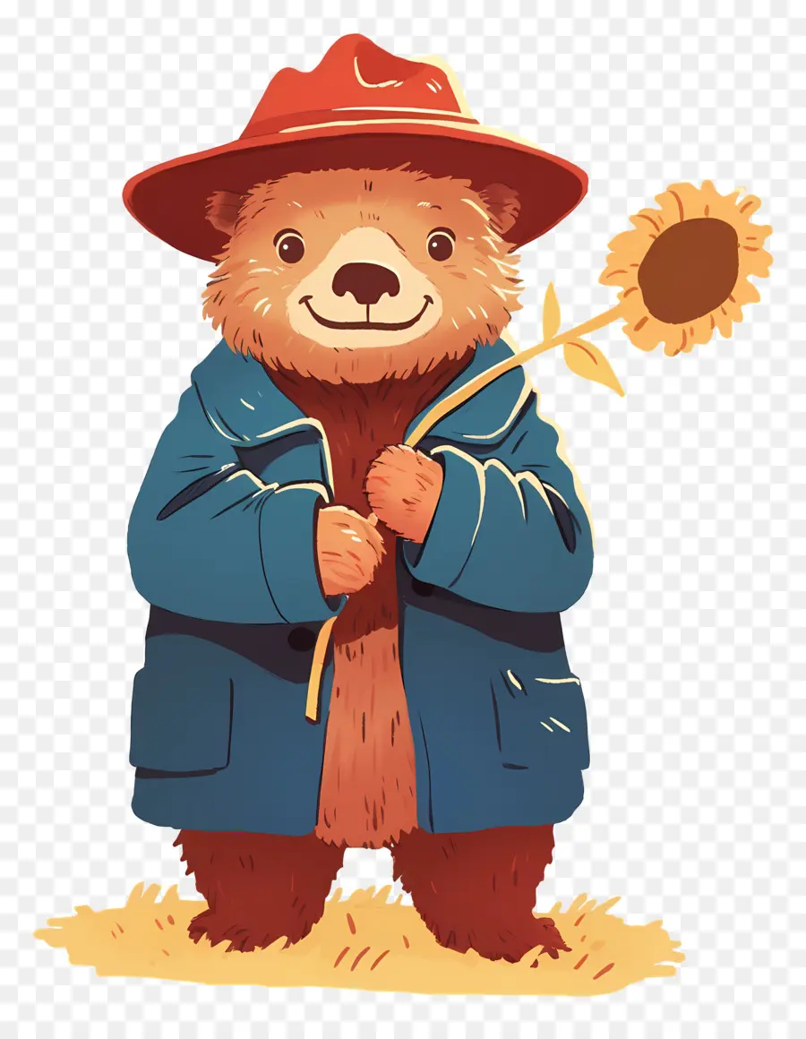 Paddington，Oso Con Girasol PNG