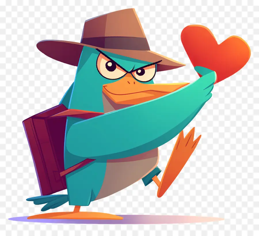 Perry El Ornitorrinco，Pato Con Corazón PNG