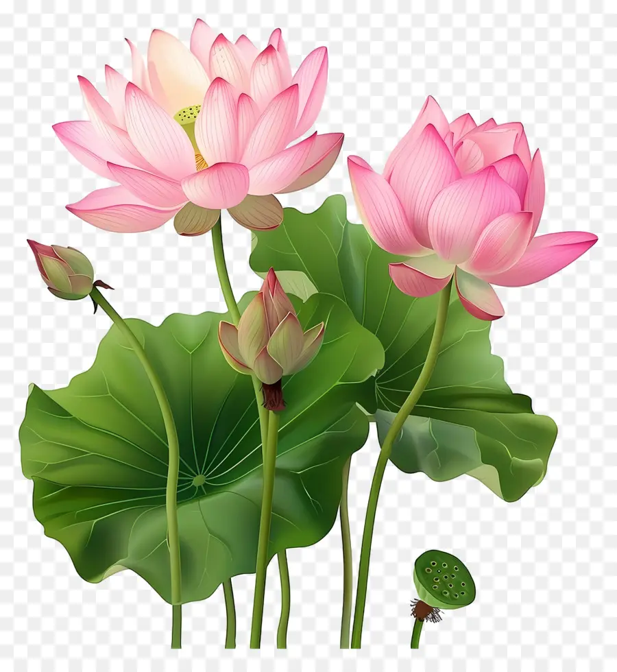 Flores De Loto，Hojas PNG