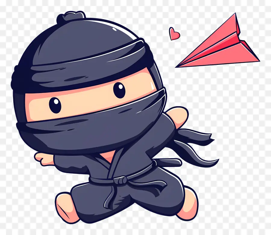 Día Ninja，Lindo Ninja Con Avión De Papel PNG