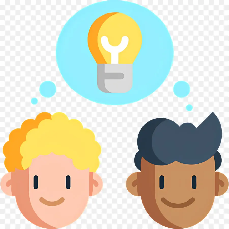 Lluvia De Ideas En Equipo，Dos Personas Con Bombilla PNG