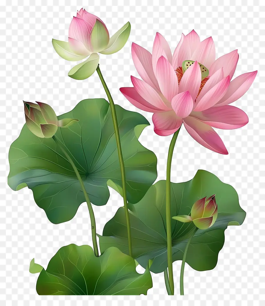 Flores De Loto，Hojas PNG