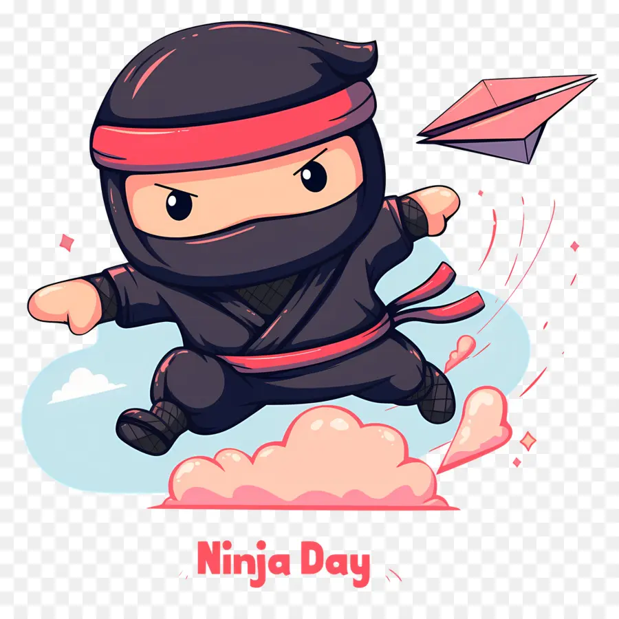 Día Ninja，Ninja Con Avión De Papel PNG