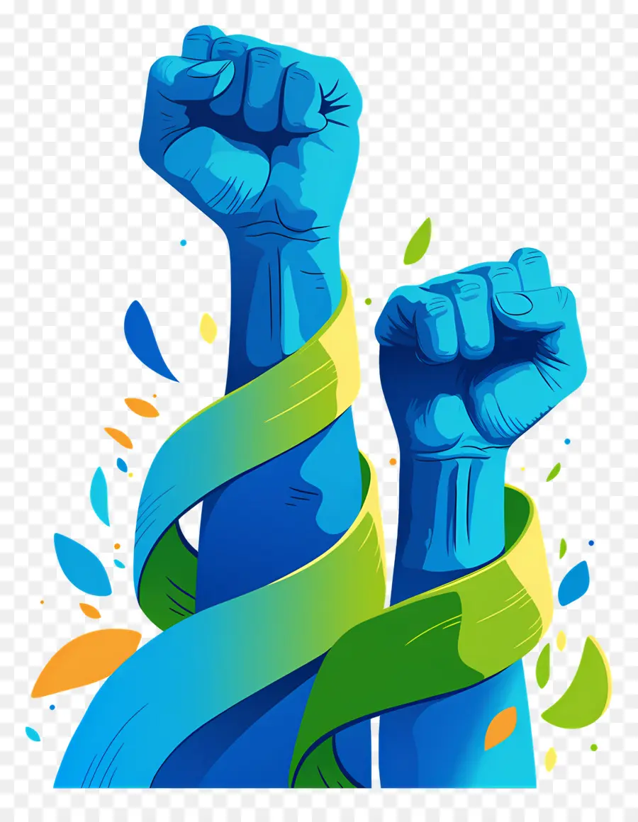 Día De Los Derechos Humanos，Puños Azules Y Verdes PNG