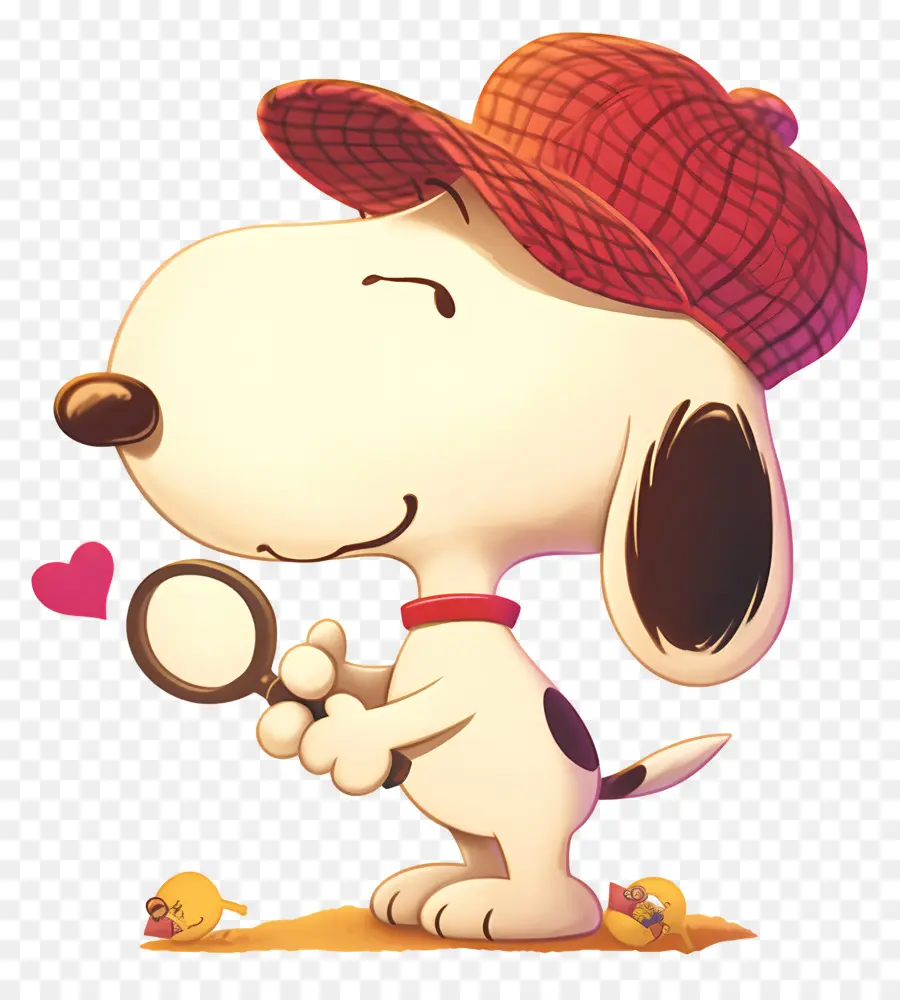 Amor Snoopy，Perro Con Lupa Y Corazones PNG