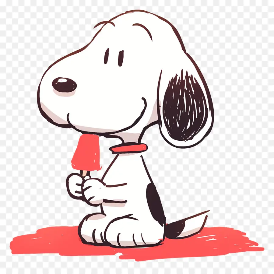 Snoopy Comiendo Helado，Perro De Dibujos Animados Con Helado PNG