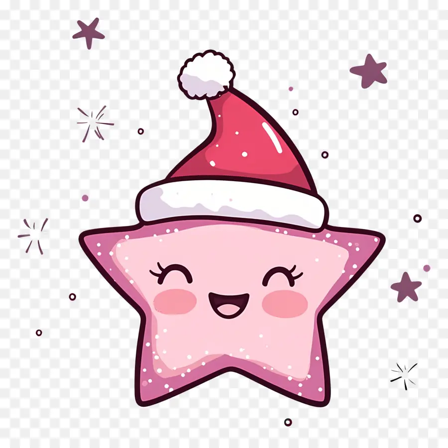 Estrella Animada，Estrella Con Gorro De Papá Noel PNG