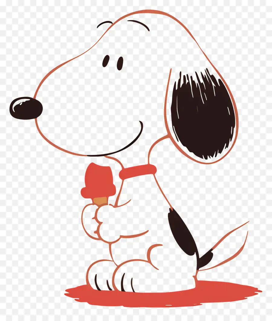 Snoopy Comiendo Helado，Perro De Dibujos Animados Con Paleta PNG