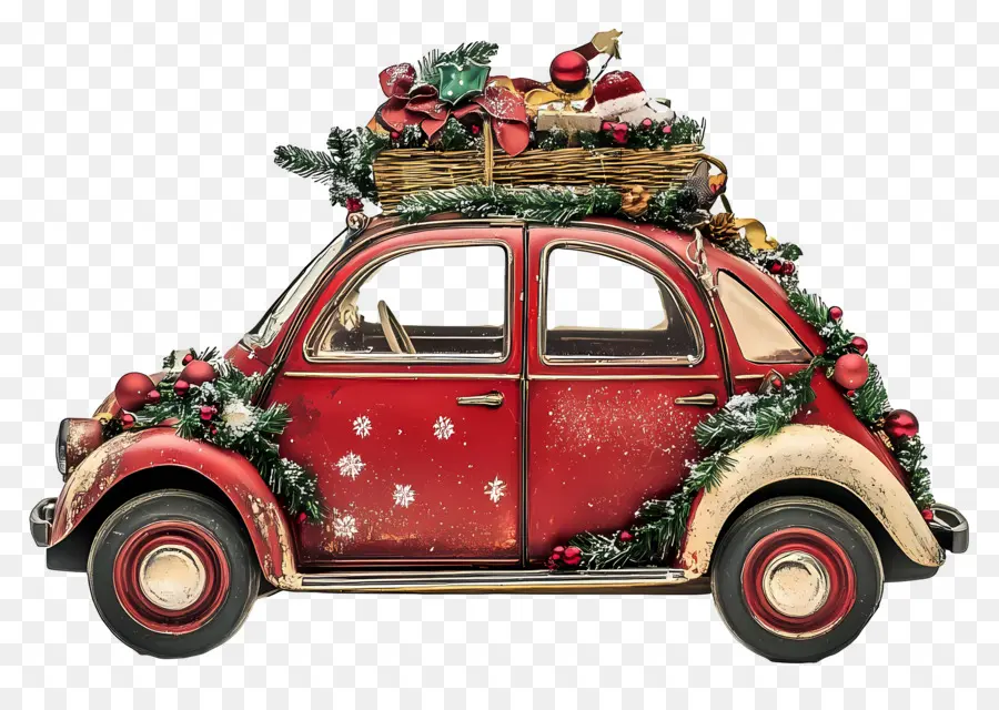 Carro De Navidad，Coche Navideño Decorado PNG