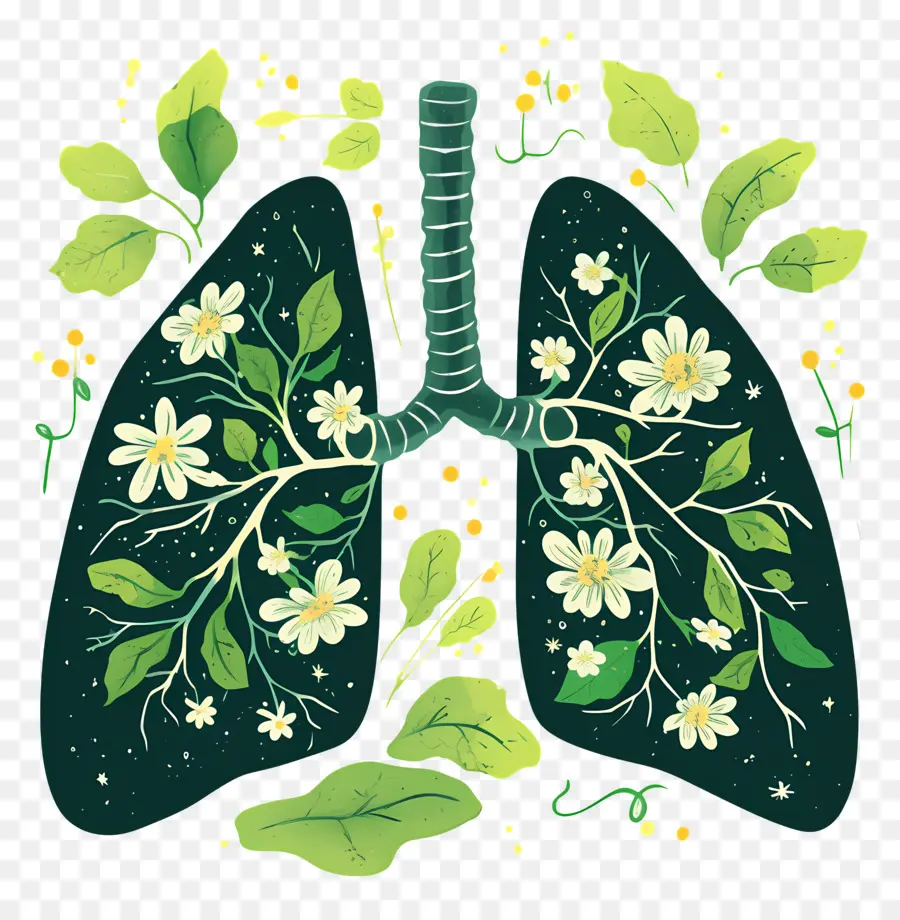 Pulmones Verdes，Pulmones Con Flores PNG