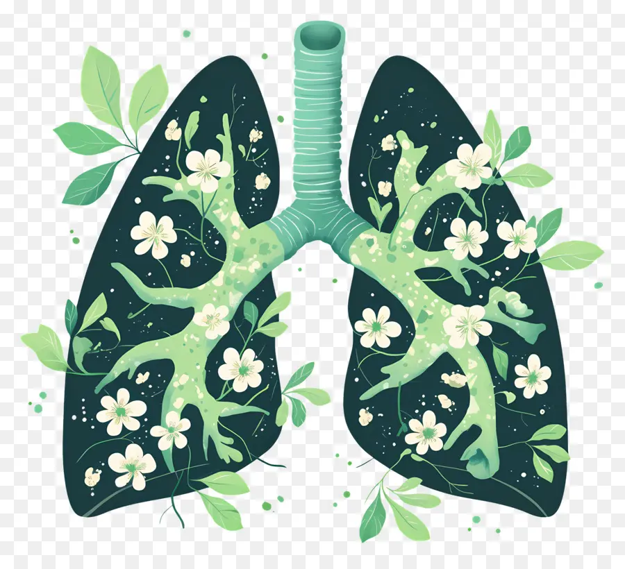 Pulmones Verdes，Pulmones Con Flores PNG