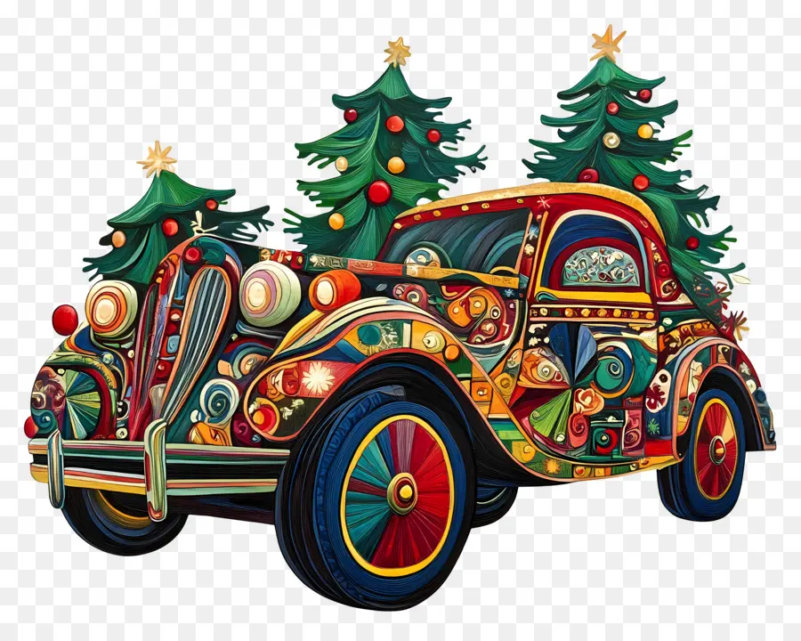 Carro De Navidad，Coche De Navidad Colorido PNG