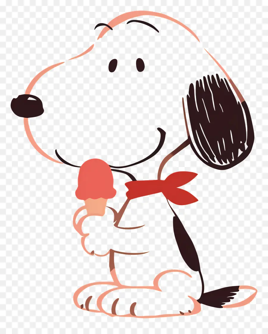 Snoopy Comiendo Helado，Perro De Dibujos Animados Con Helado PNG