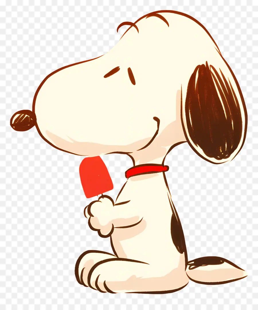 Snoopy Comiendo Helado，Perro De Dibujos Animados Con Paleta PNG