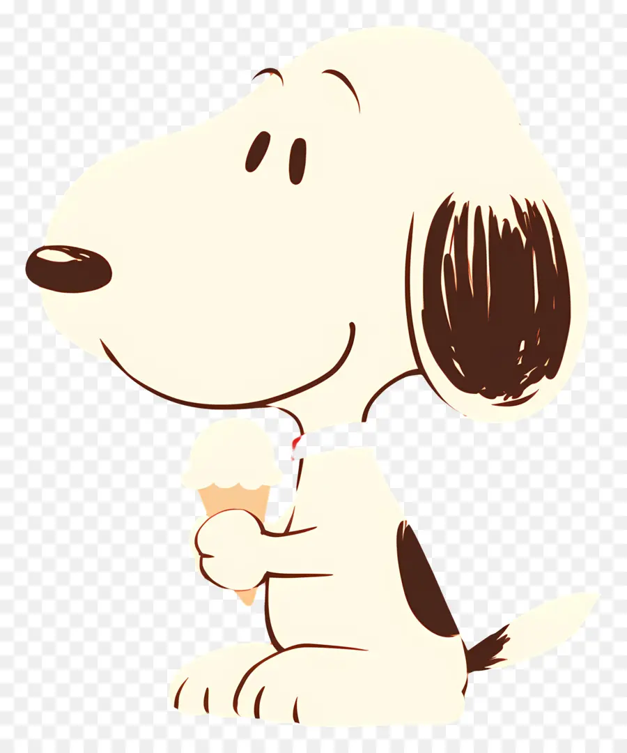 Snoopy Comiendo Helado，Perro De Dibujos Animados Con Paleta PNG