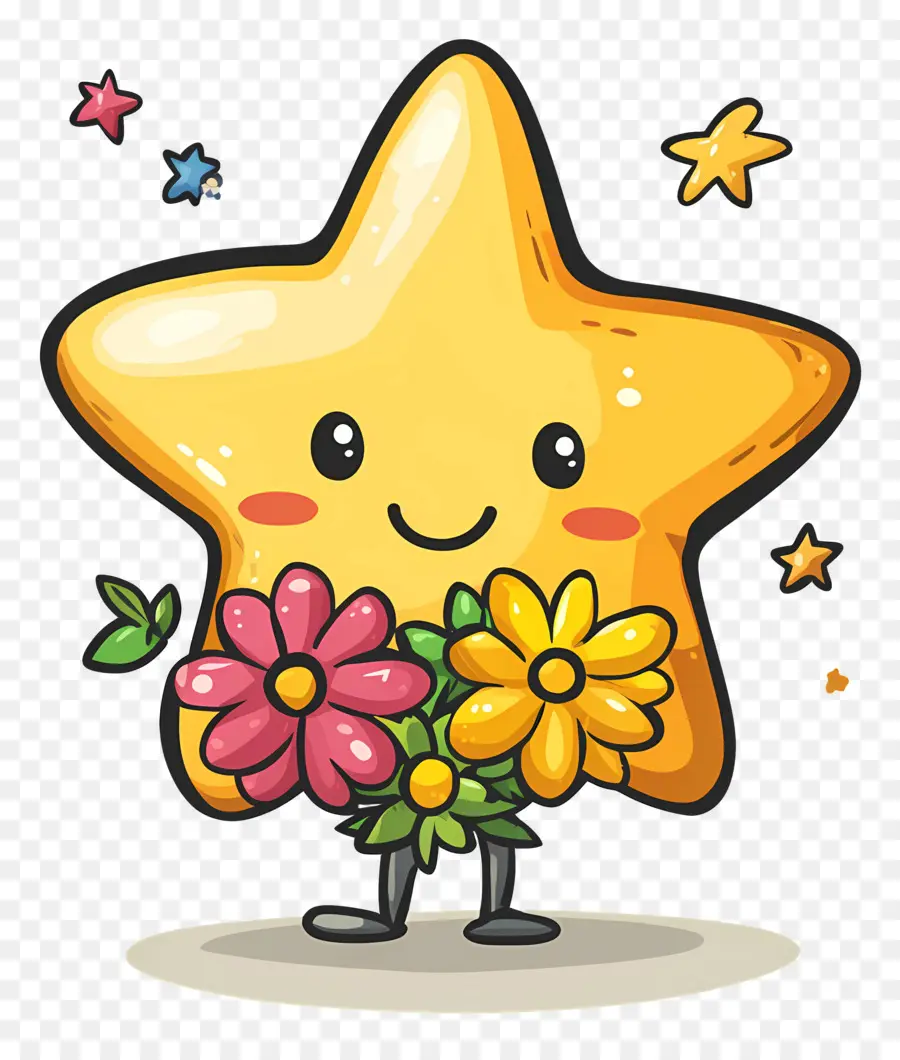 Estrella Animada，Estrella Con Flores PNG