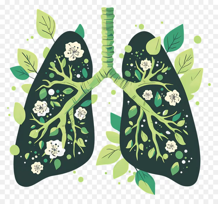 Pulmones Verdes，Pulmones Con Flores PNG