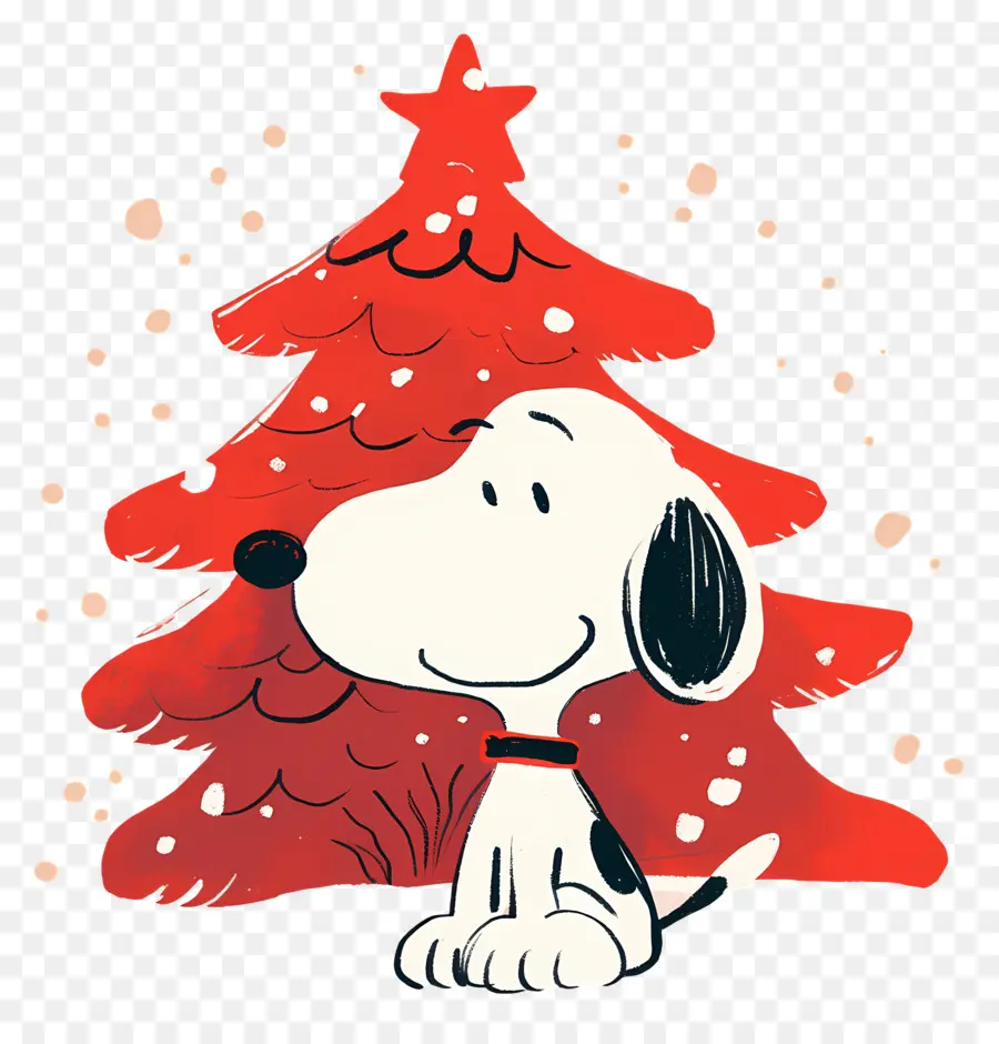 Snoopy，Perro De Dibujos Animados Con árbol De Navidad PNG