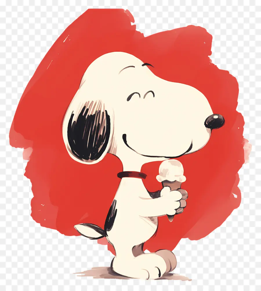 Snoopy Comiendo Helado，Perro De Dibujos Animados Con Helado PNG