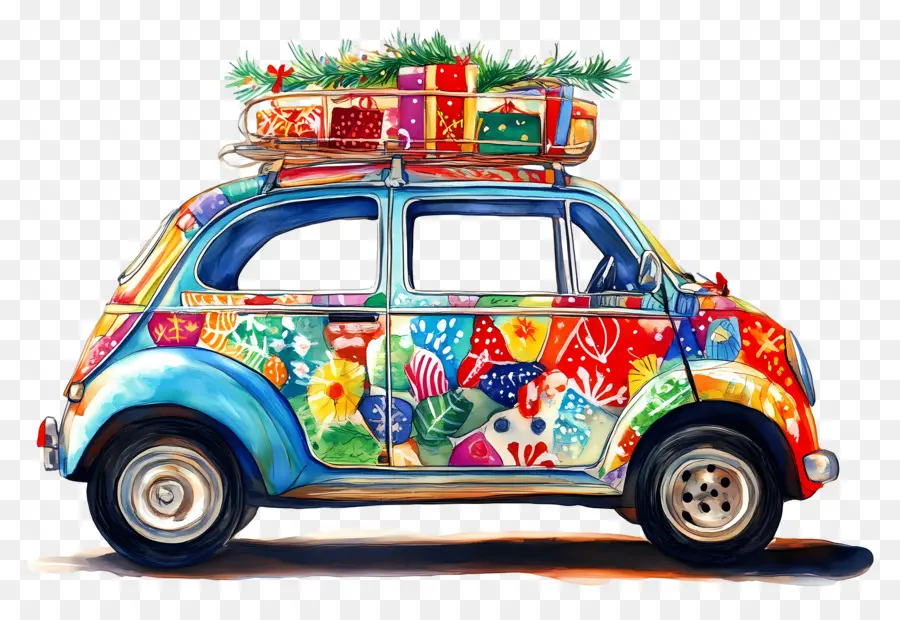 Carro De Navidad，Coche Decorado PNG