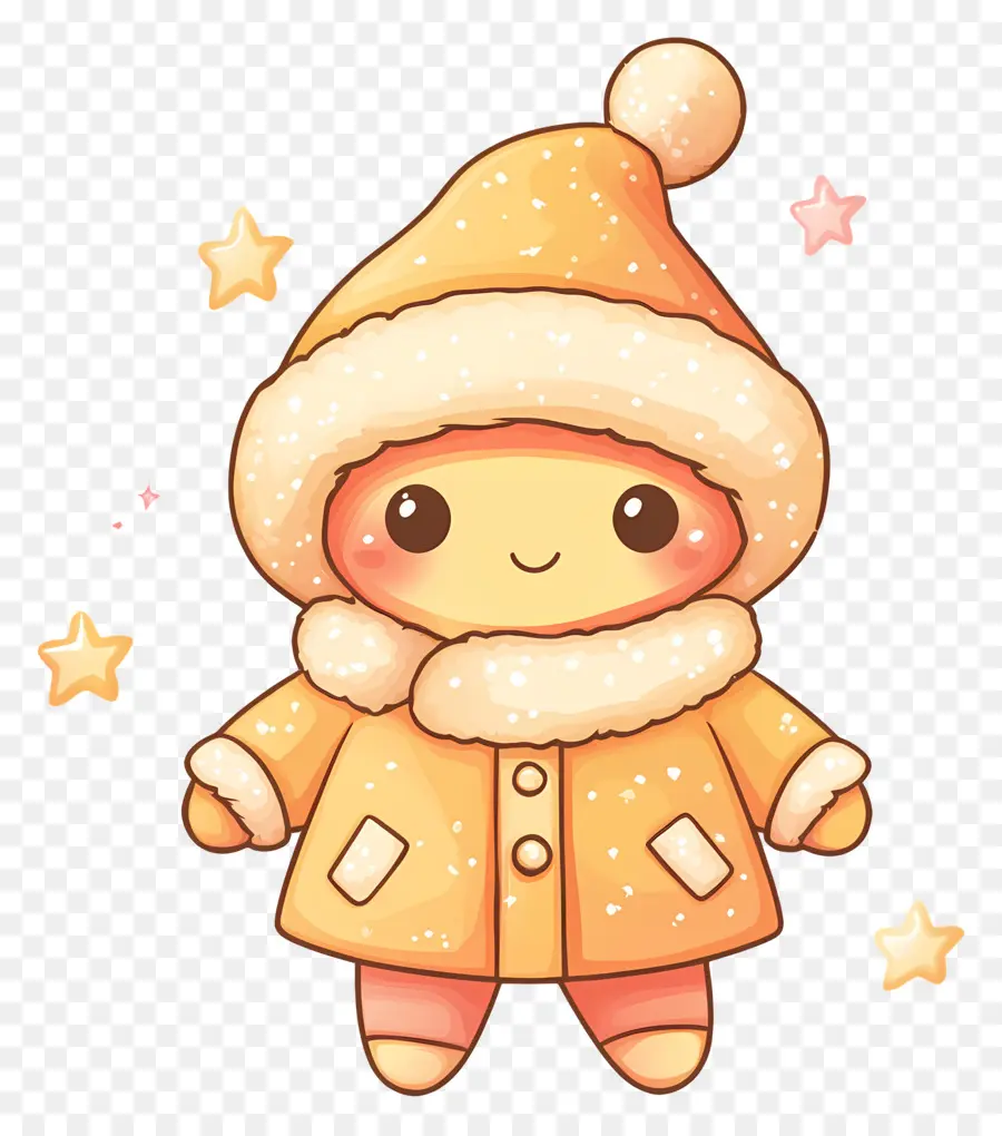 Estrella Animada，Lindo Personaje De Invierno PNG