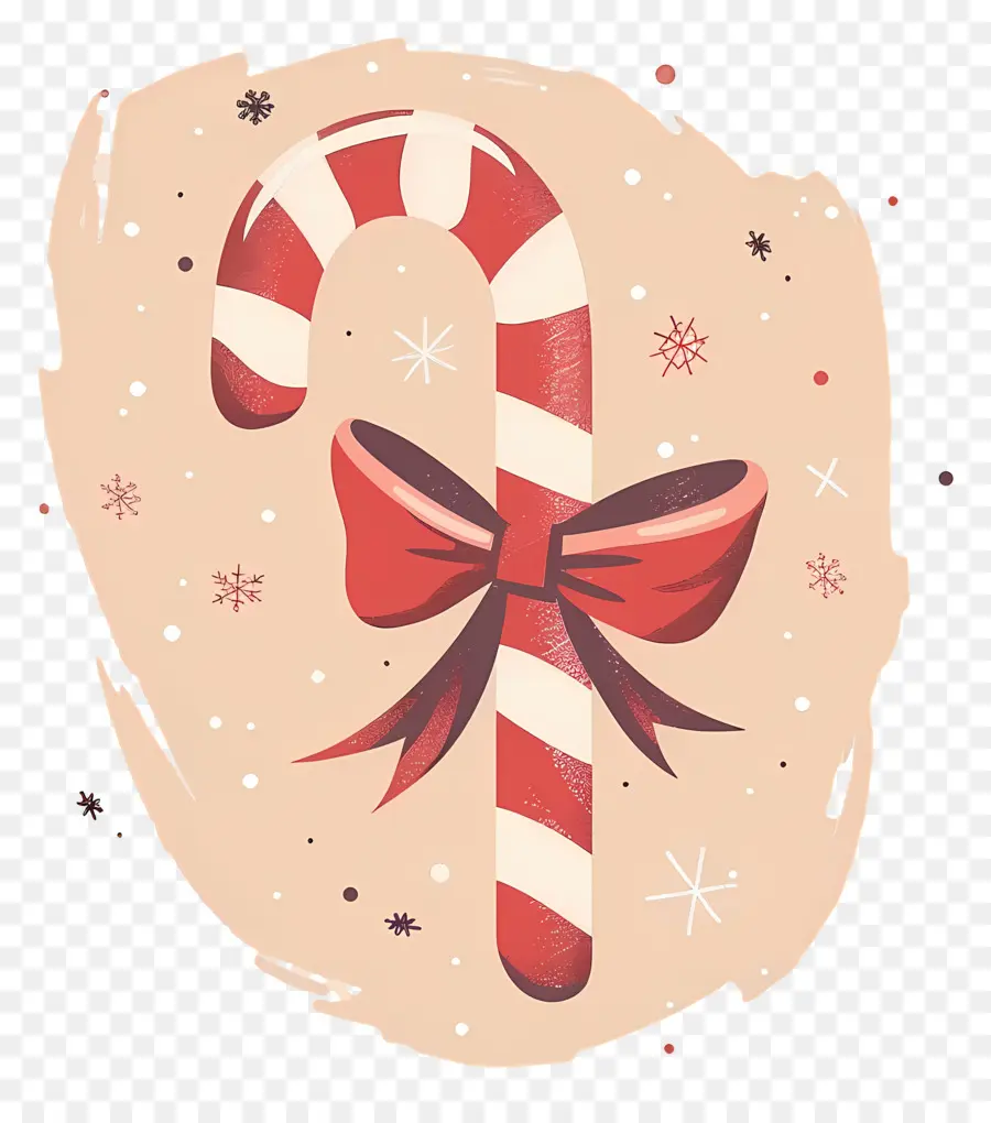 Bastón De Caramelo De Navidad，Bastón De Caramelo Rojo Con Lazo PNG