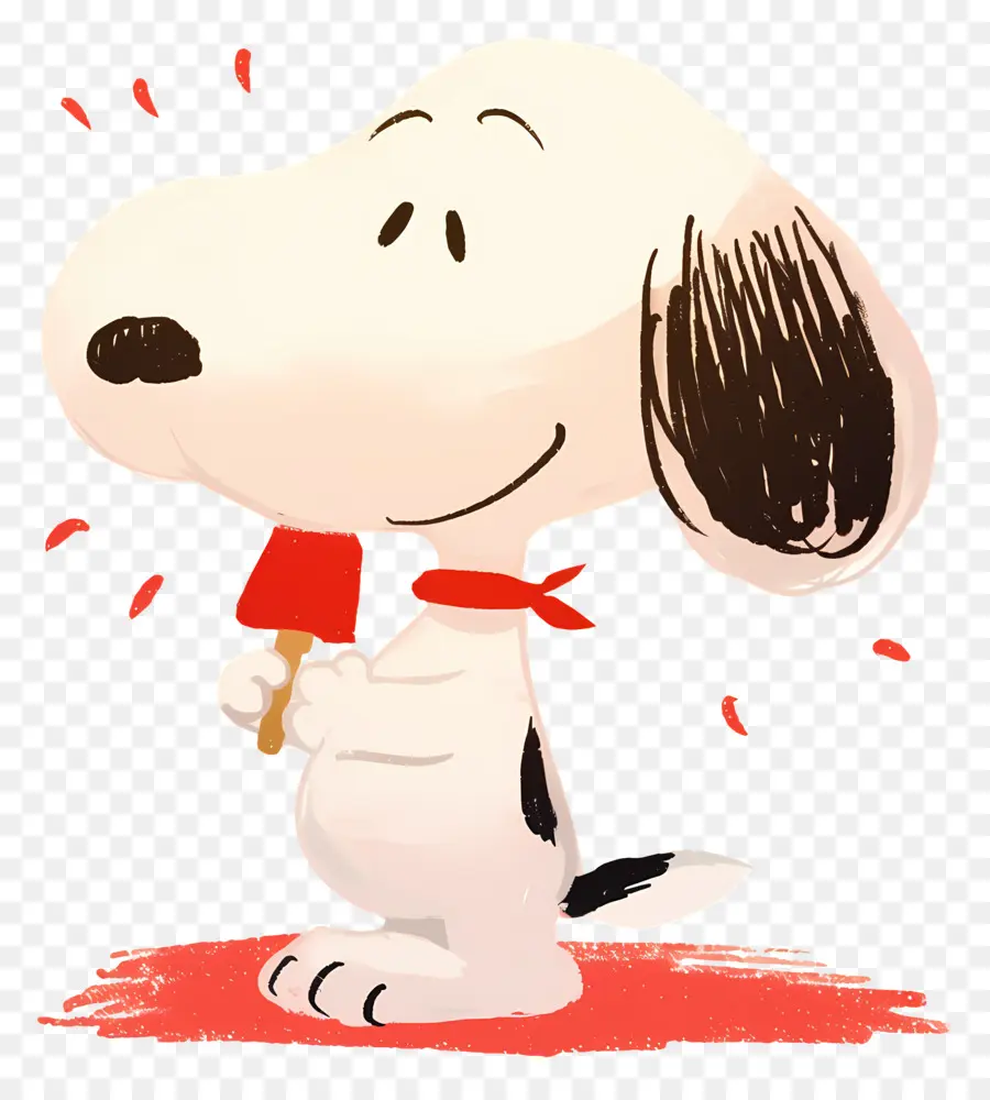 Snoopy Comiendo Helado，Perro De Dibujos Animados Con Helado PNG