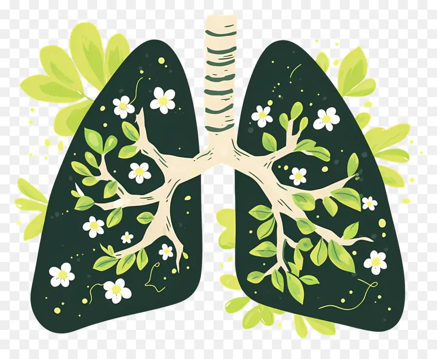 Pulmones Verdes，Pulmones Con Flores PNG