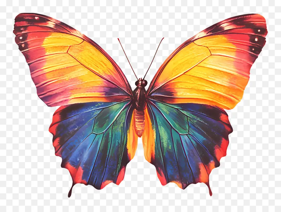 Mariposa Arcoiris，Mariposa Colorida PNG