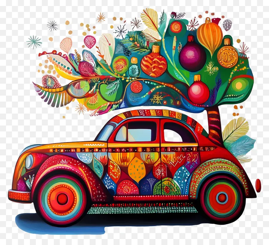 Carro De Navidad，Coche Decorado PNG