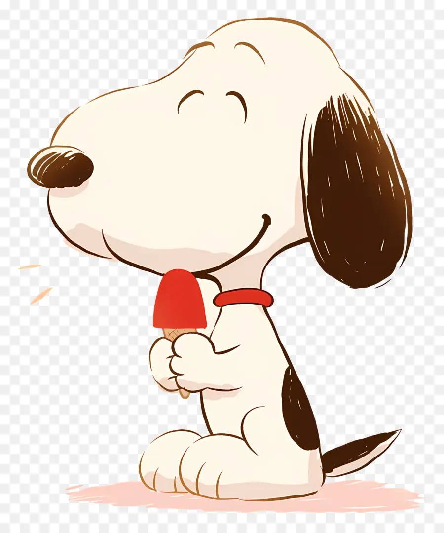 Snoopy Comiendo Helado，Perro De Dibujos Animados Con Paleta PNG