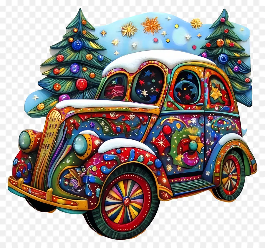 Carro De Navidad，Coche De Navidad Colorido PNG