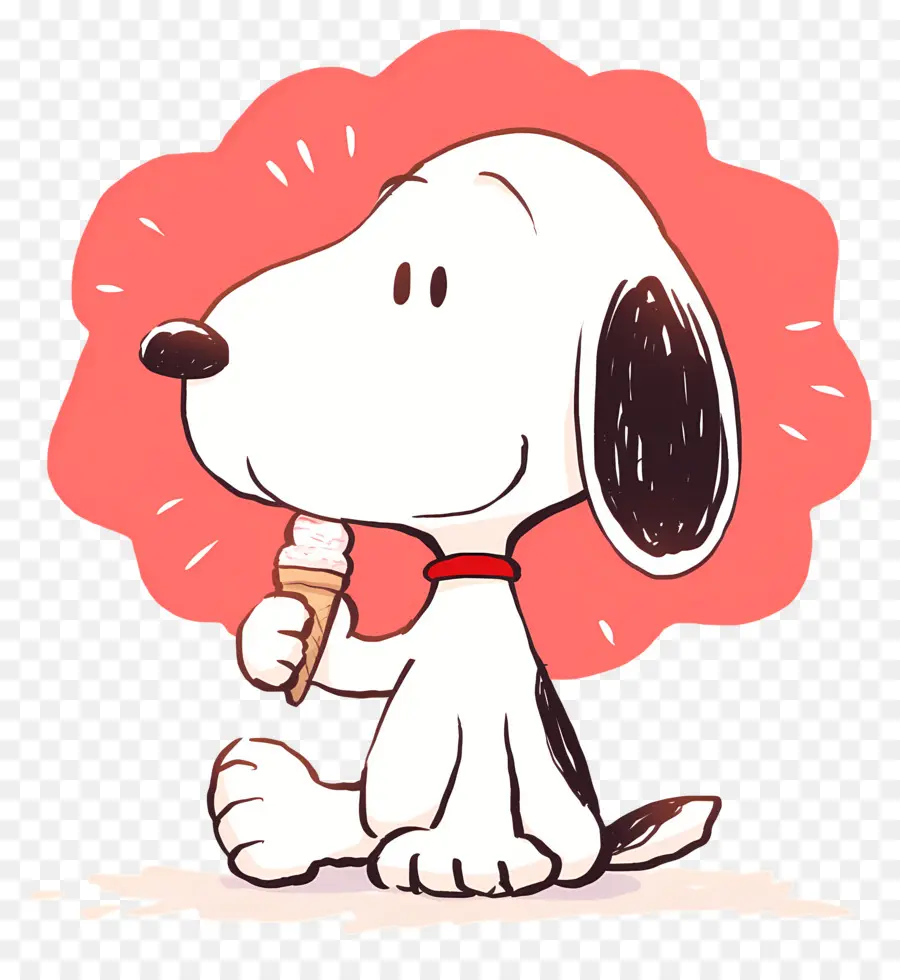 Snoopy Comiendo Helado，Perro De Dibujos Animados Con Helado PNG