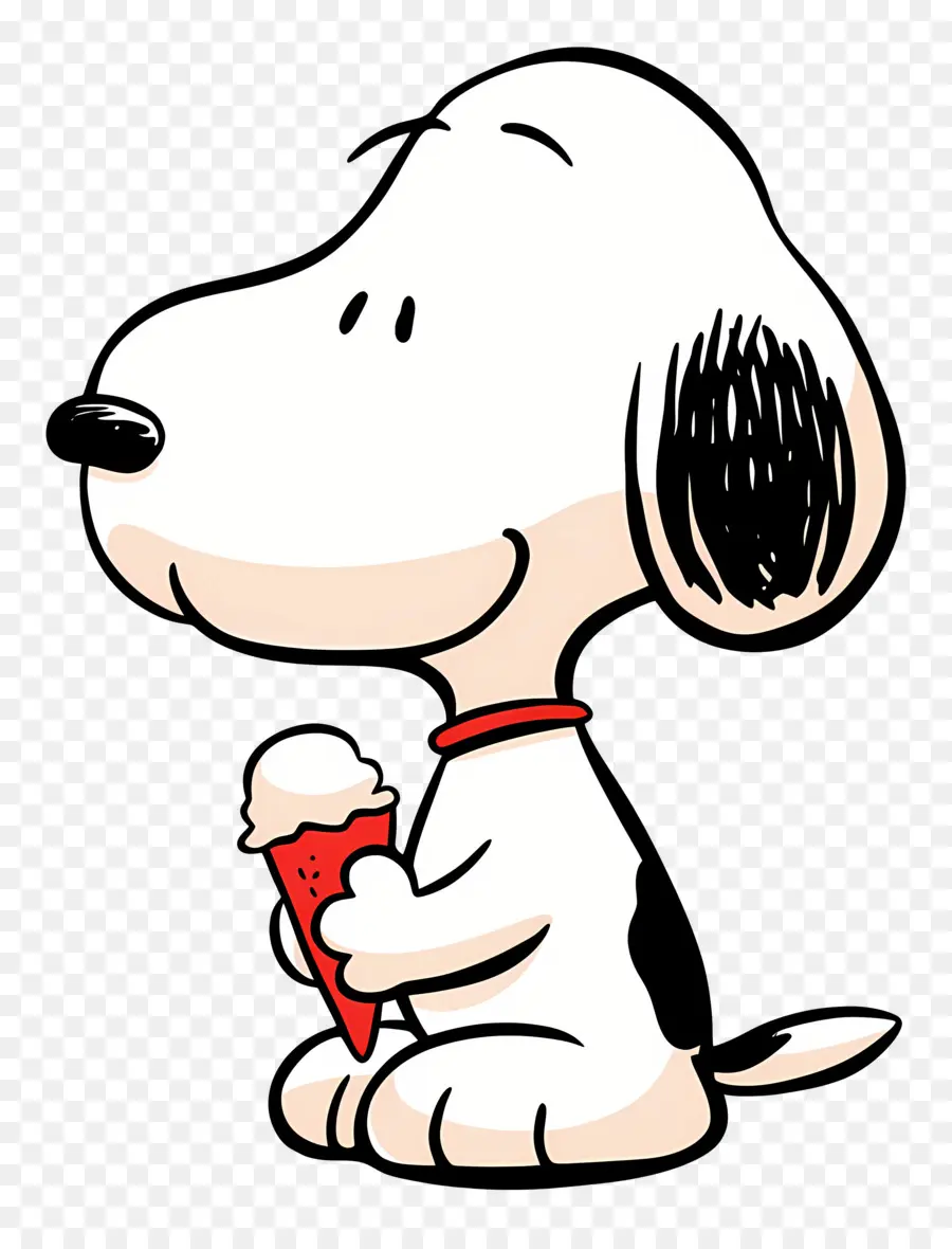 Snoopy Comiendo Helado，Perro De Dibujos Animados Con Paleta PNG