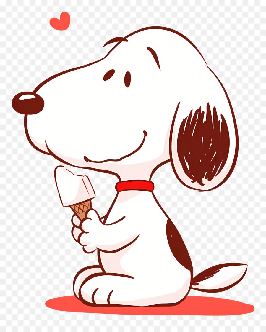 Snoopy Comiendo Helado，Perro De Dibujos Animados Con Helado PNG