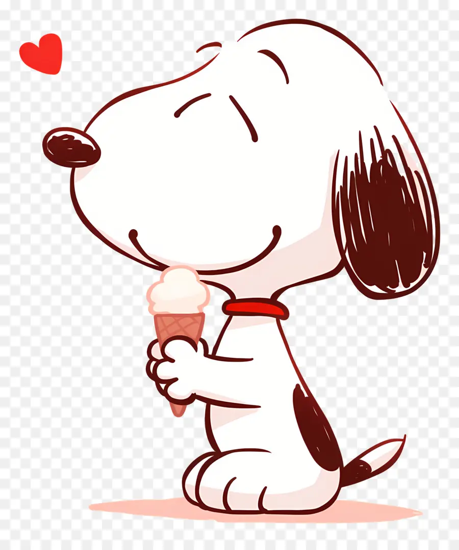 Snoopy Comiendo Helado，Perro De Dibujos Animados Con Helado PNG