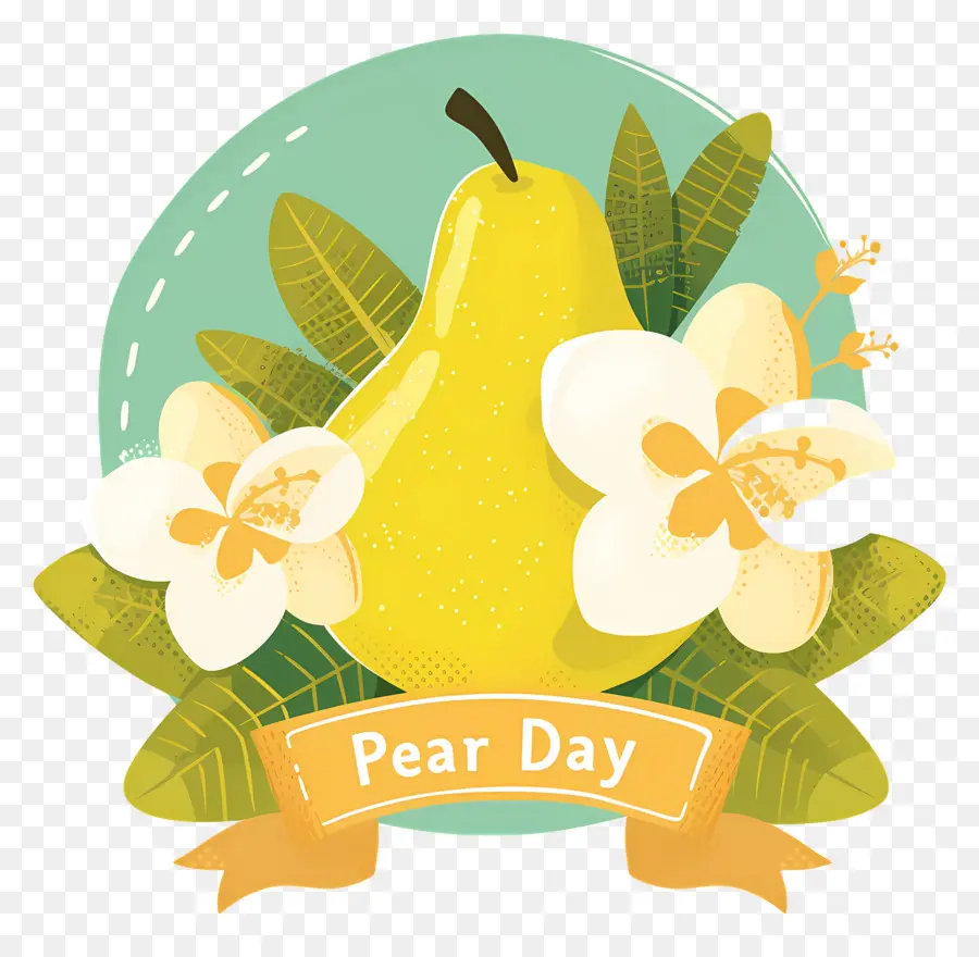 Día Mundial De La Pera，Pera Con Flores PNG