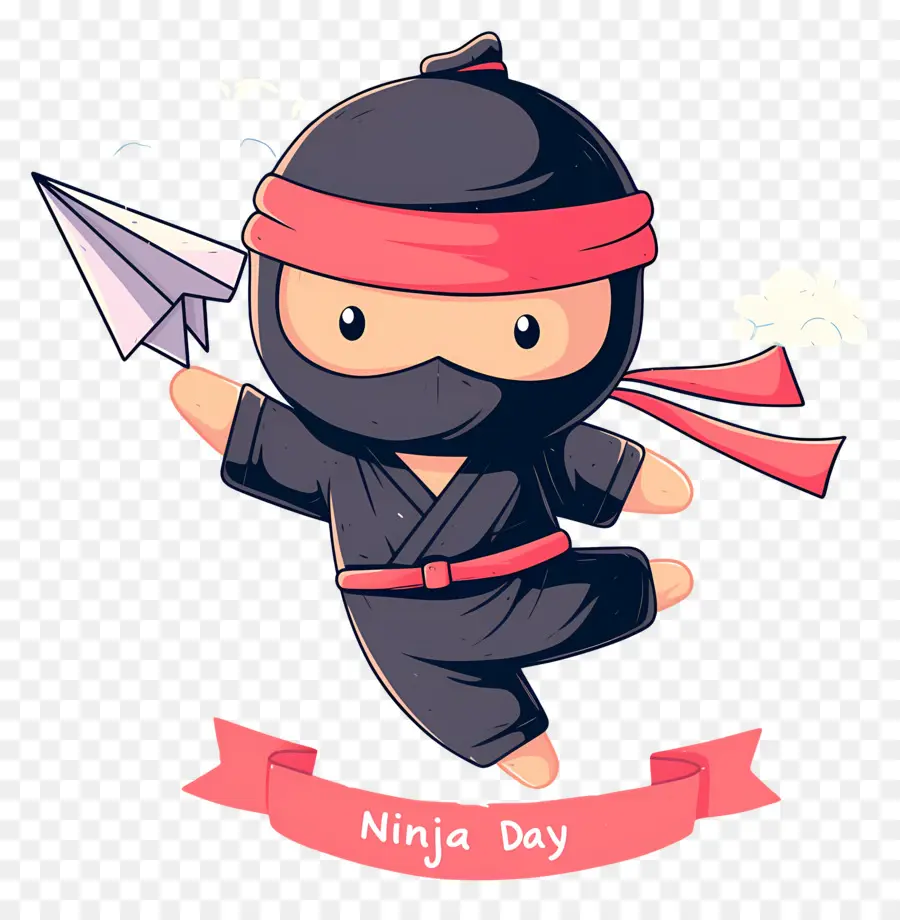 Día Ninja，Ninja Con Avión De Papel PNG