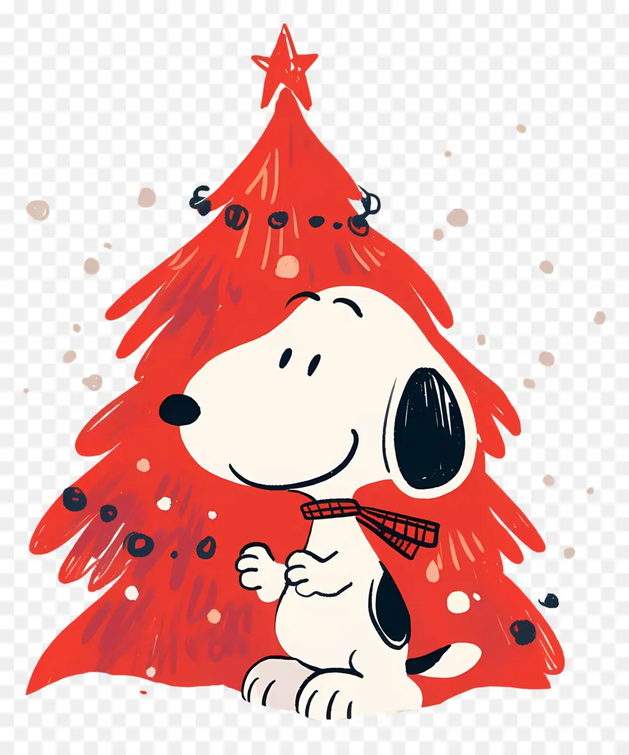 Snoopy，Perro De Dibujos Animados Con árbol De Navidad PNG