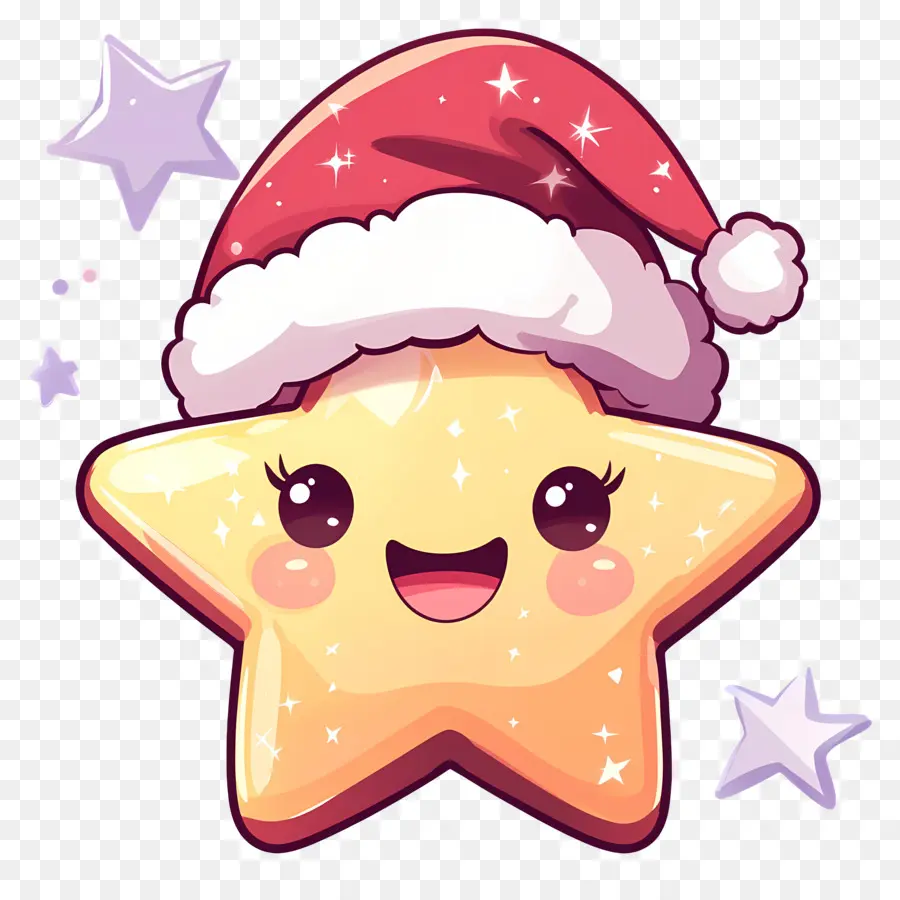 Estrella Animada，Estrella Con Gorro De Papá Noel PNG