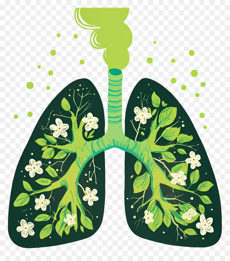 Pulmones Verdes，Pulmones Con Flores PNG