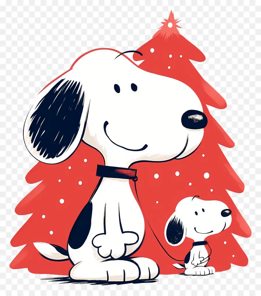 Snoopy，Perro De Dibujos Animados Con árbol De Navidad PNG