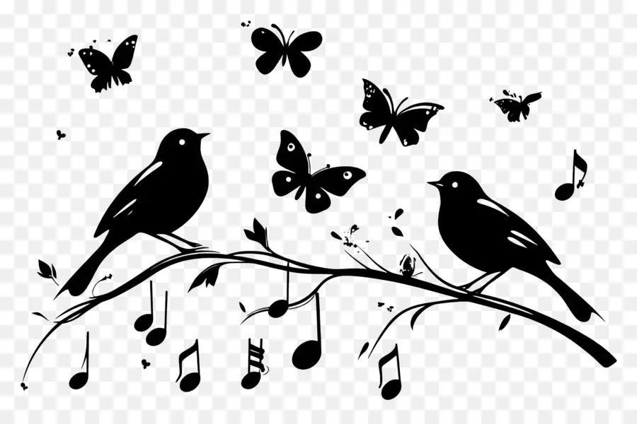 Música，Aves Y Mariposas PNG