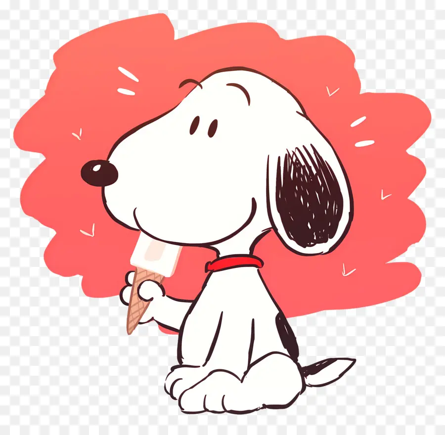 Snoopy Comiendo Helado，Perro De Dibujos Animados Con Helado PNG