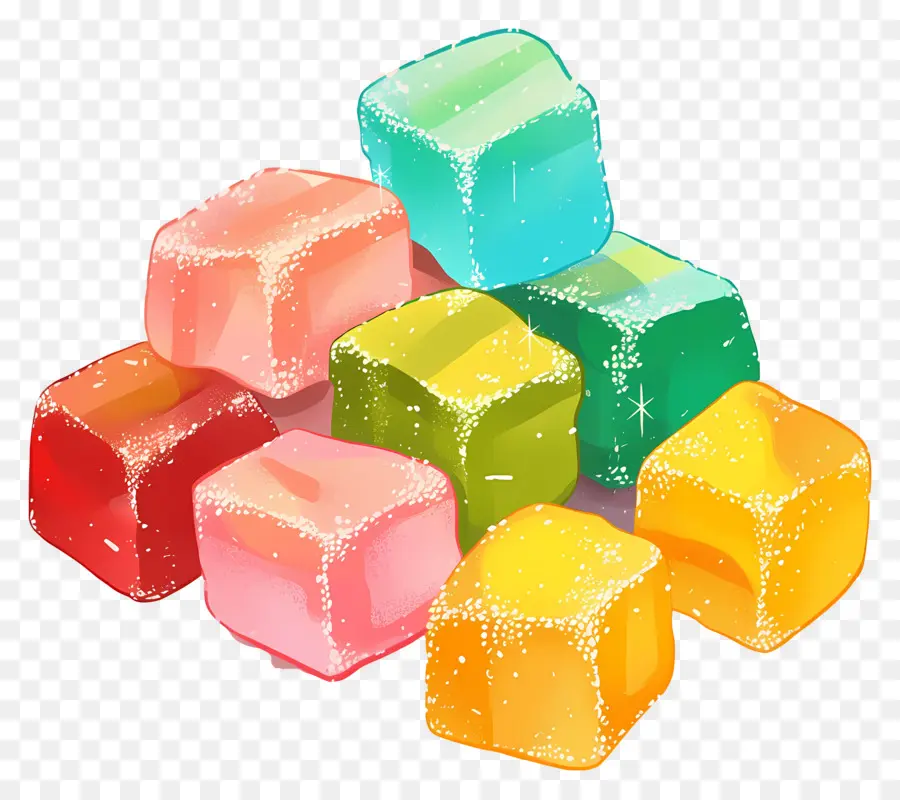 Delicias Turcas，Cubos De Gelatina De Colores PNG