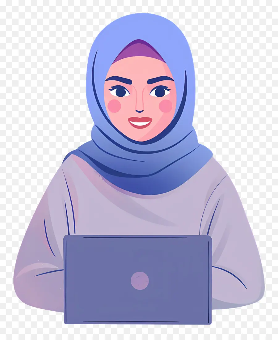 Mujer Musulmana，Mujer Con Computador Portatil PNG